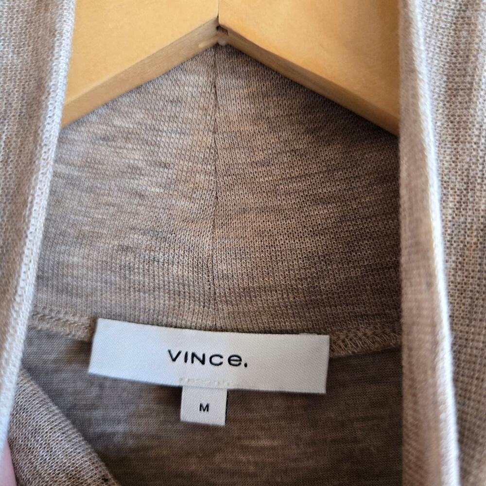 Vince Raglan Jersey Turtleneck Top Beige Heather M Long Sleeve Blouse Neutral - Picture 4 of 6